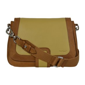 Deisti, Belsac cognac/ginger crossbody i skind med flere rum og overslag