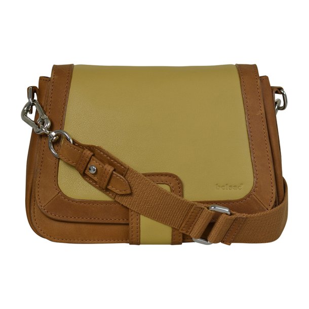 Deisti, Belsac cognac/ginger crossbody i skind med flere rum og overslag