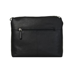 Delia, Belsac sort crossbody i skind med fast bund og lang regulerbar rem