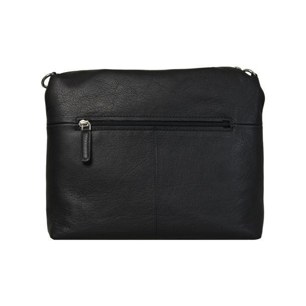 Delia, Belsac sort crossbody i skind med fast bund og lang regulerbar rem