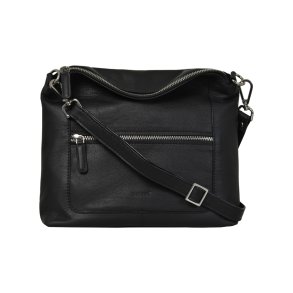 Delia, Belsac sort crossbody i skind med fast bund og lang regulerbar rem
