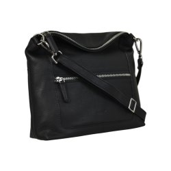 Delia, Belsac sort crossbody i skind med fast bund og lang regulerbar rem