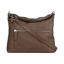 Delia, Belsac brun crossbody i skind med fast bund og lang regulerbar rem