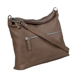 Delia, Belsac brun crossbody i skind med fast bund og lang regulerbar rem