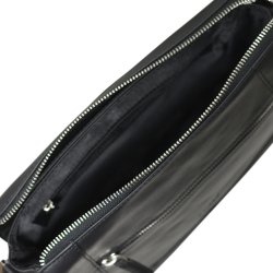 Delina, Belsac sort crossbody i skind med flere rum og frontlomme