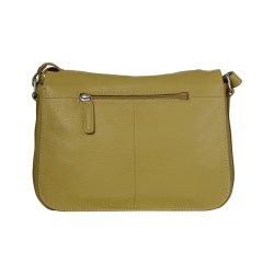 Delina, Belsac gul crossbody i skind med flere rum og frontlomme