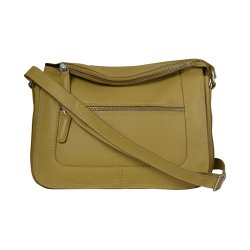 Delina, Belsac gul crossbody i skind med flere rum og frontlomme