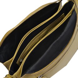 Delina, Belsac gul crossbody i skind med flere rum og frontlomme