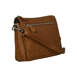Daria, Belsac cognac crossbody med lang rem og flere rum