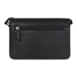 Fura, Belsac sort crossbody i skind med overslag og indvendigt et stort rum