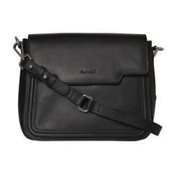 Gitta, Belsac sort crossbody i skind med beige kontrastfarve i siden