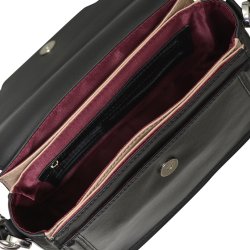 Gitta, Belsac sort crossbody i skind med beige kontrastfarve i siden