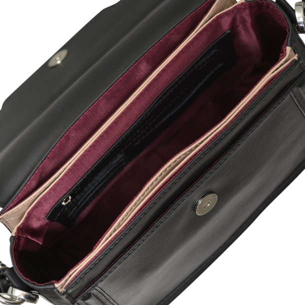 Gitta, Belsac sort crossbody i skind med beige kontrastfarve i siden