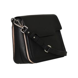 Gitta, Belsac sort crossbody i skind med beige kontrastfarve i siden