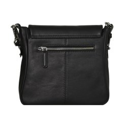 Grigoria, Belsac sort skuldertaske i skind med kraftig rem og overslag