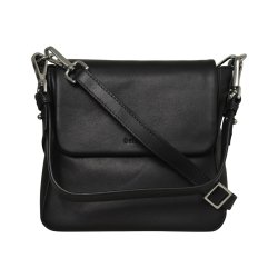 Grigoria, Belsac sort skuldertaske i skind med kraftig rem og overslag