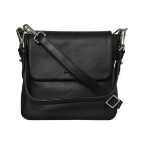 Grigoria, Belsac sort skuldertaske i skind med kraftig rem og overslag