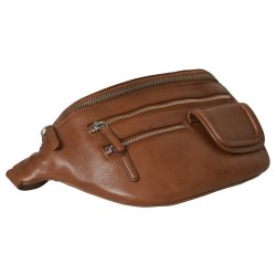 Haya, Belsac cognac bltetaske i skind med flere rum og regulerbar rem