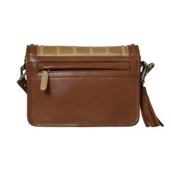 Janella, Belsac cognac crossbody i skind med overslag og lang regulerbar rem