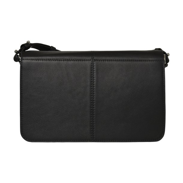 Jasmiin, Belsac sort crossbody med overslag i bldt skind