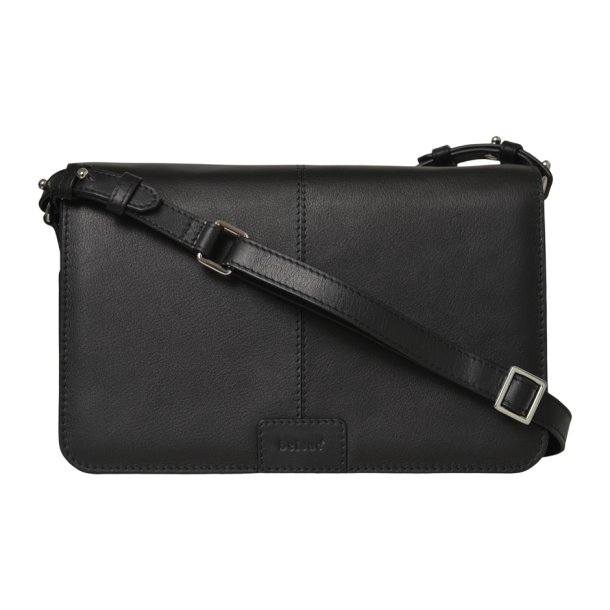 Jasmiin, Belsac sort crossbody med overslag i bldt skind