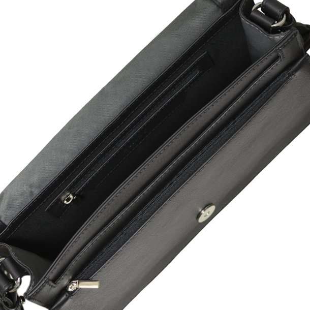 Jasmiin, Belsac sort crossbody med overslag i bldt skind