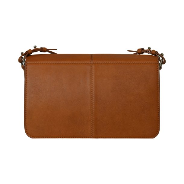 Jasmiin, Belsac cognac crossbody med overslag i blødt skind