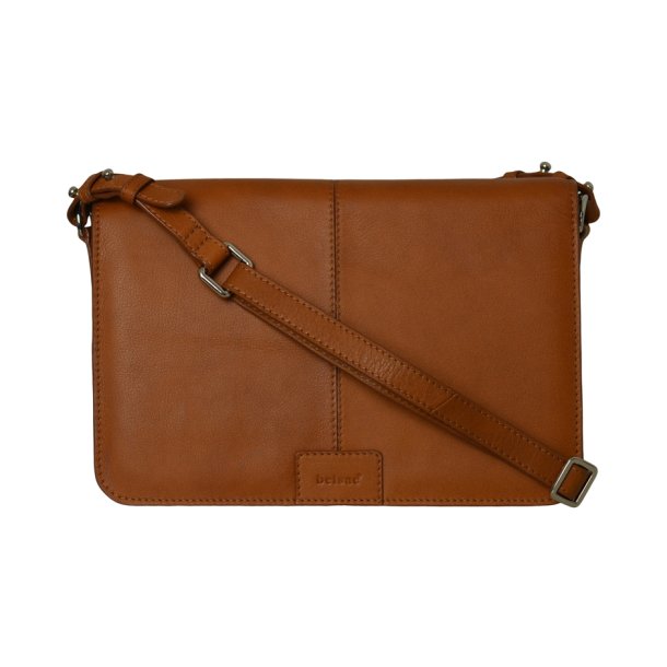 Jasmiin, Belsac cognac crossbody med overslag i blødt skind