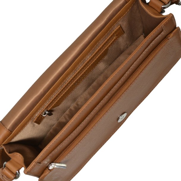 Jasmiin, Belsac cognac crossbody med overslag i blødt skind
