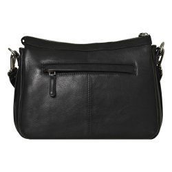 Jonia, Belsac sort crossbody i skind med flere rum og toplynls