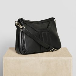 Jonia, Belsac sort crossbody i skind med flere rum og toplynls