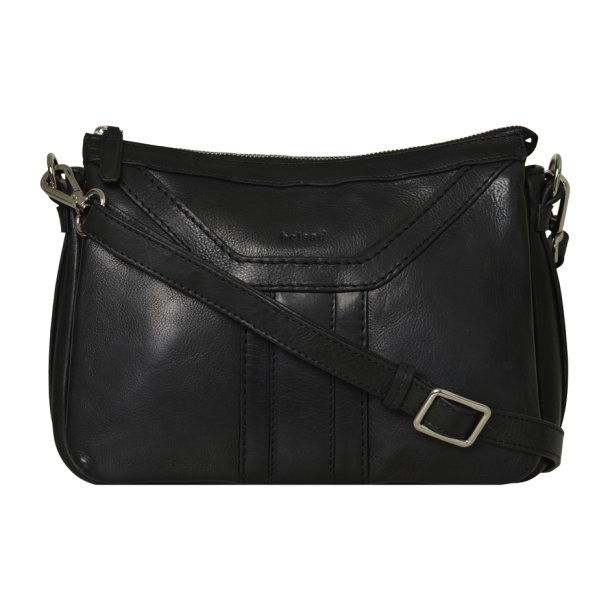 Jonia, Belsac sort crossbody i skind med flere rum og toplynls