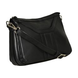 Jonia, Belsac sort crossbody i skind med flere rum og toplynls