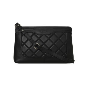 Kaisa, Belsac sort clutch i skind med quiltet forside og aftagellig rem