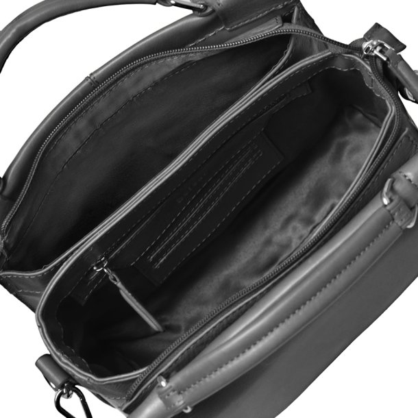 Kathleen, Belsac sort crossbody i skind med flere rum og lang regulerbar rem