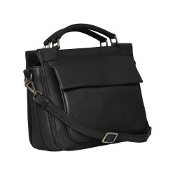 Kathleen, Belsac sort crossbody i skind med flere rum og lang regulerbar rem