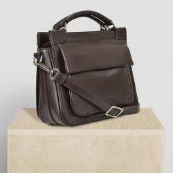 Kathleen, Belsac mrk brun crossbody i skind med flere rum og lang regulerbar rem