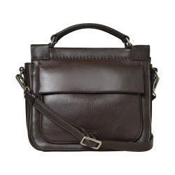 Kathleen, Belsac mrk brun crossbody i skind med flere rum og lang regulerbar rem