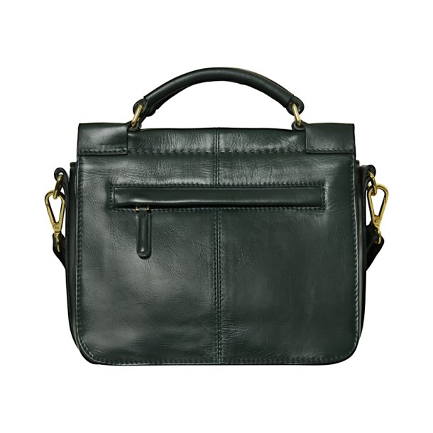 Kathleen, Belsac grn crossbody i skind med flere rum og lang regulerbar rem