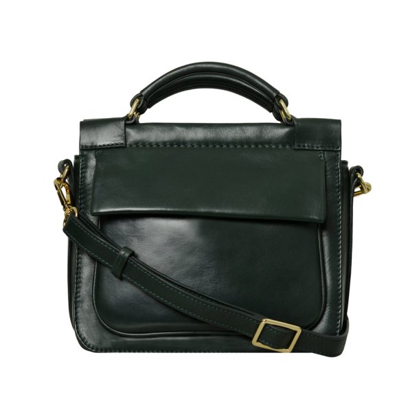 Kathleen, Belsac grn crossbody i skind med flere rum og lang regulerbar rem