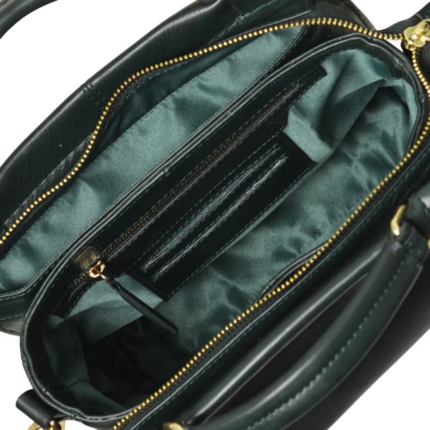 Kathleen, Belsac grn crossbody i skind med flere rum og lang regulerbar rem