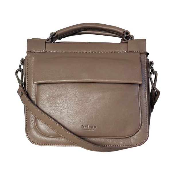 Kathleen, Belsac taupe crossbody i skind med flere rum og lang regulerbar rem