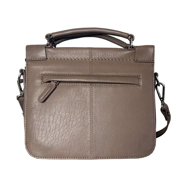 Kathleen, Belsac taupe crossbody i skind med flere rum og lang regulerbar rem