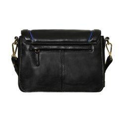 Lajla, Belsac sort crossbody i skind med flere rum og lang regulerbar rem