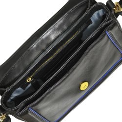 Lajla, Belsac sort crossbody i skind med flere rum og lang regulerbar rem