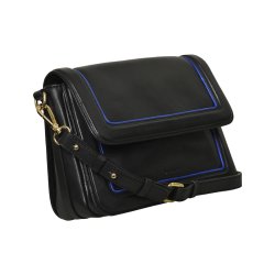 Lajla, Belsac sort crossbody i skind med flere rum og lang regulerbar rem