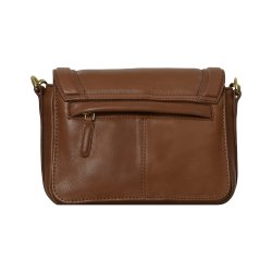 Lajla, Belsac cognac crossbody i skind med flere rum og lang regulerbar rem