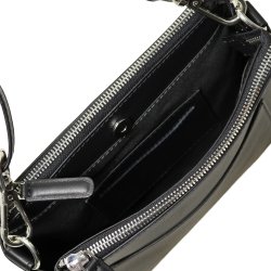 Lina, Belsac sort crossbody i skind med frontlomme og lang regulerbar rem