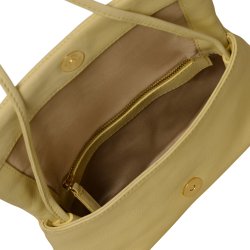 Makiko, Belsac lys gul crossbody i skind med overslag og lang aftagelig og regulerbar rem