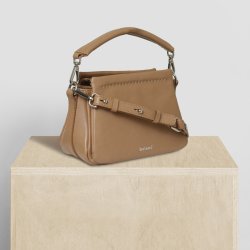 Marete, Belsac camel crossbody i skind med kort kraftig hank og lang regulerbar rem